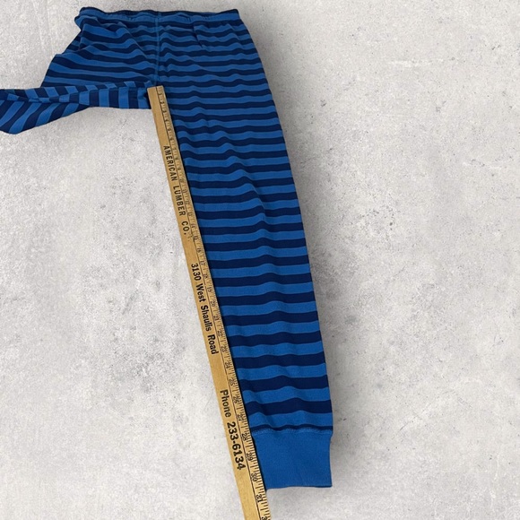 Hanna Andersson Blue Striped Organic Cotton Pajama Set Medium Adult Top Pants - Picture 10 of 13